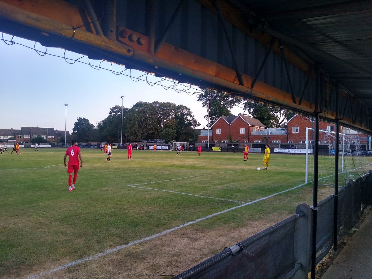 ABGroundhopping's tweet photo. A great first visit to Walton Road and @molesey_fc, who built on a great start to thrash Deportivo Galicia 6-2 in the Combined Counties League Division One, scoring four remarkably similar goals. 

Bottom-left image: The net being fixed.

Attendance: 70. #groundhopping https://t.co/b2hSEsKfUs