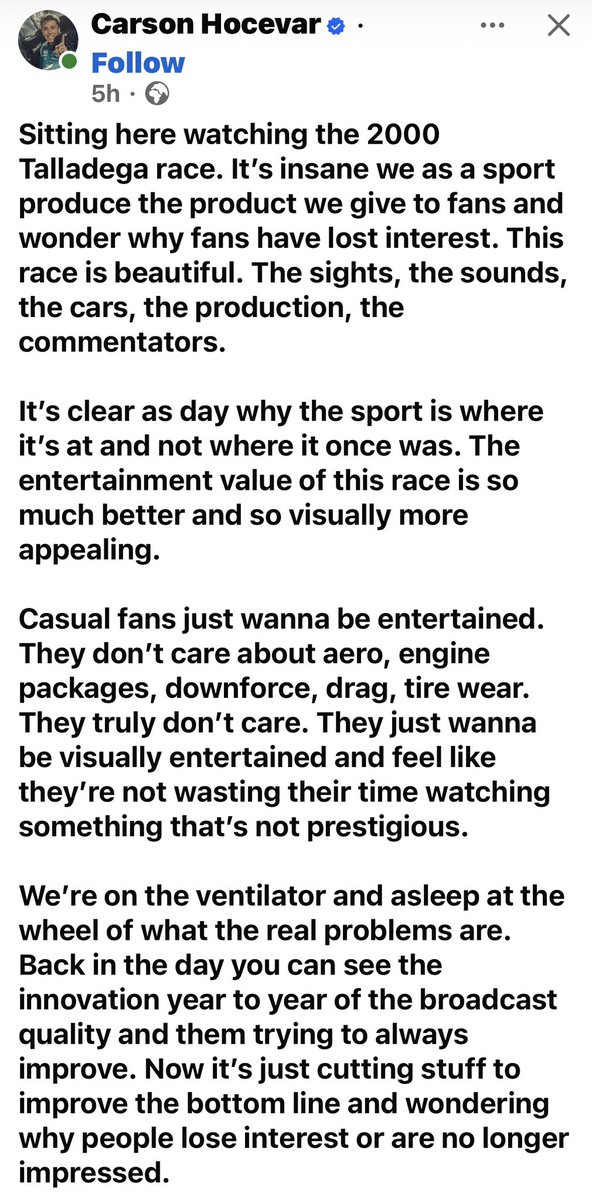 ArchivesDe's tweet photo. NASCAR Driver @CarsonHocevar posted this on FB a few hours ago. 

He’s not wrong - imo of course. 

What do you think? https://t.co/PE46o0LPkd