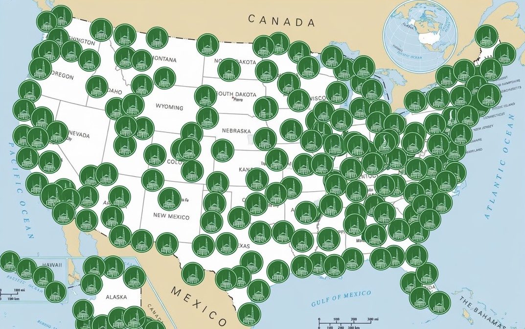 realMaalouf's tweet photo. America 1960: 20 mosques
America 2026: 3,150 mosques 

This is what an invasion looks like. https://t.co/cW3z0PcSgr