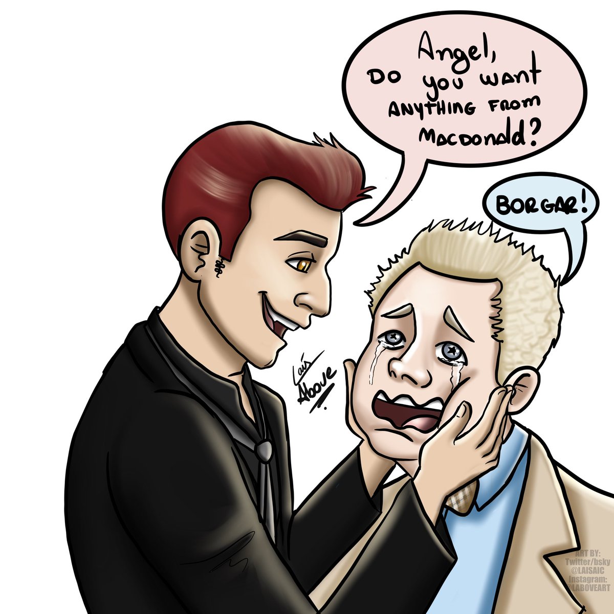 laisaic's tweet photo. SOMEONE FEED THIS ANGEL! 

#goodomens #aziraphale #crowley #aziracrow https://t.co/7vG8auRVBu