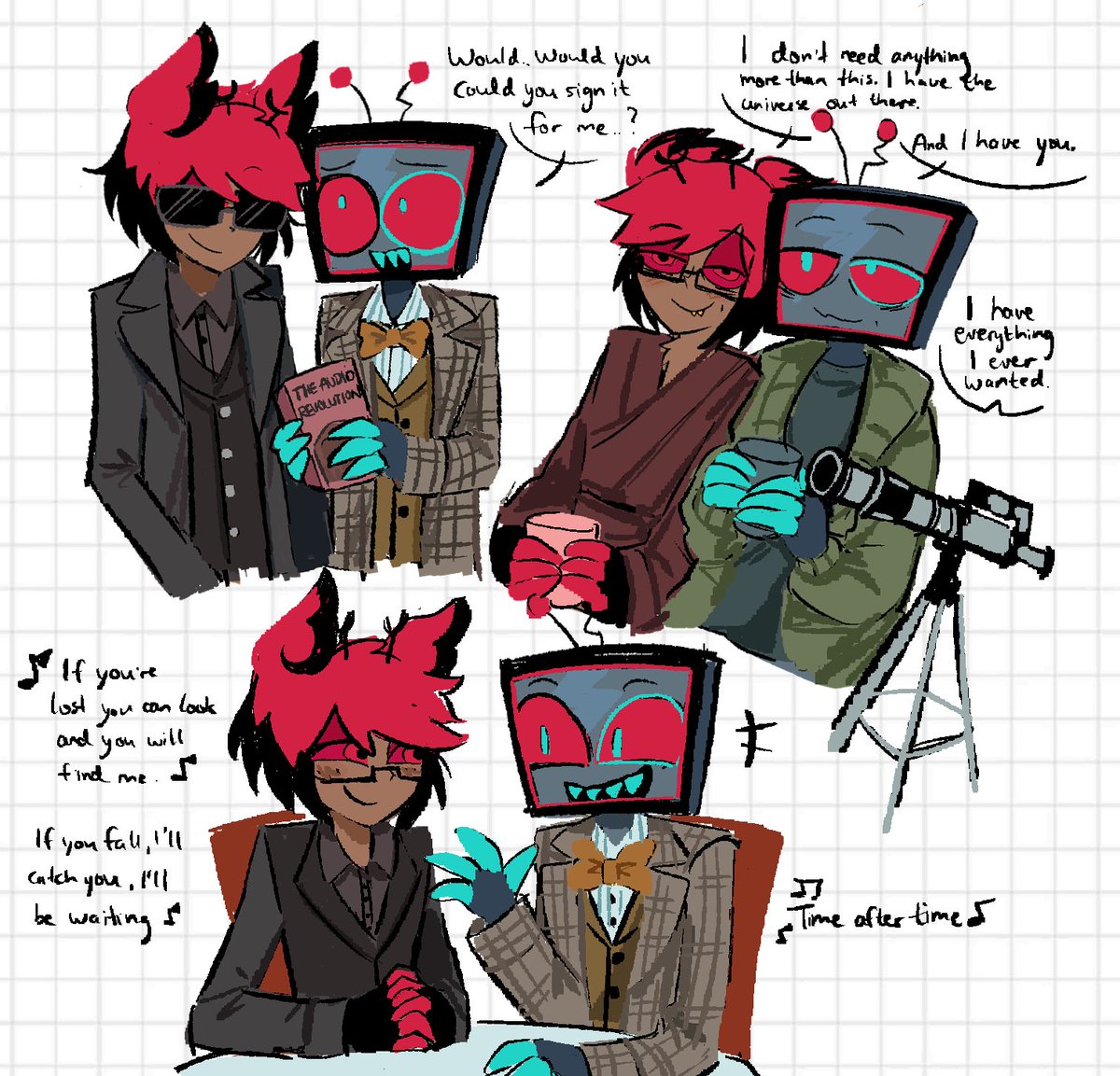 voxtekEmployee's tweet photo. old doodles from the time we finished good omens 🥹 #radiostatic #alvox https://t.co/VTymZ3cTgX