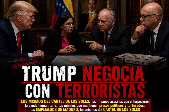 Patriota14VE's tweet photo. @DIFUNDELOYA @SecRubio @SenRickScott CARTEL DE LOS SOLE$ DE NARCO$TERRORISTAS GENOCIDAS CRIMINALE$ ASESINO$ YA NO DEBE ESTAR MAS TIEMPO DE FACTO EN miraflore$ APOYADOS POR @realDonaldTrump
SE DEBE DESIGNAR UNA VERDADERA JUNTA DE GOBIERNO LEGAL QUE LLEVE LA TRANSICION HACIA ELECCIONES LIBRES¡ https://t.co/fSxIouNe8B