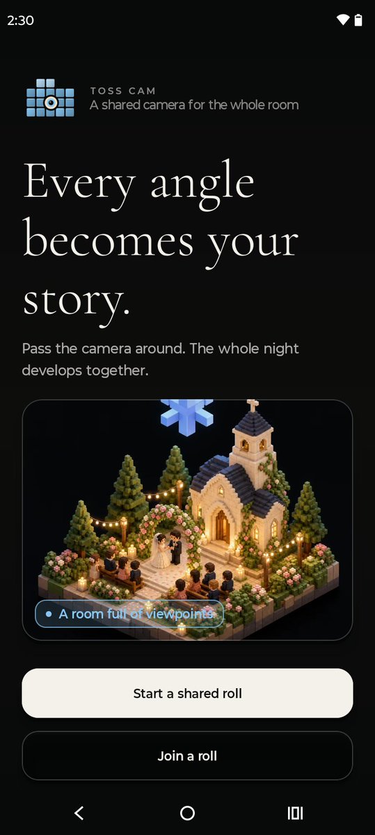 Mafora_'s tweet photo. Android testers wanted 📸

I’m building Toss Cam—a shared camera for weddings, birthdays &amp; nights out. Guests capture different viewpoints; the album reveals later.

Want closed-beta access? Email hello@tosscam.com. Don’t post your Play email publicly. https://t.co/19YfIa9AfH https://t.co/MrgzPhf2qC