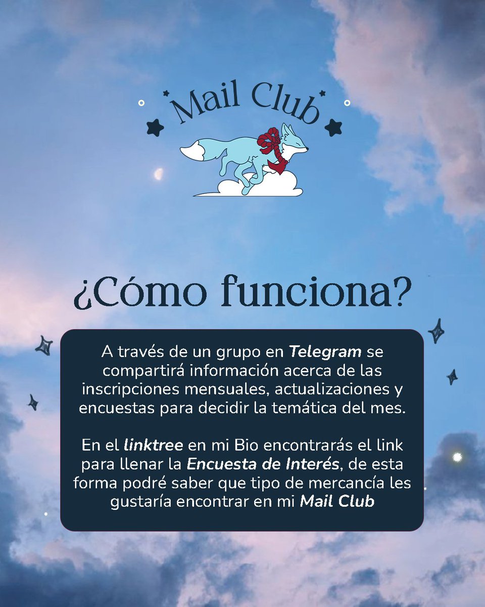 gramckode's tweet photo. Hola chicos ✨

Hace un tiempo que la idea de abrir mi propio Mail club ha estado revoloteando en mi cabeza y por fin he encontrado como darle forma. Ahora sólo me hace falta saber sus opiniones!

Si estás interesado, por favor rellena la encuesta de interés en el linktree + https://t.co/kREY0JQPEP