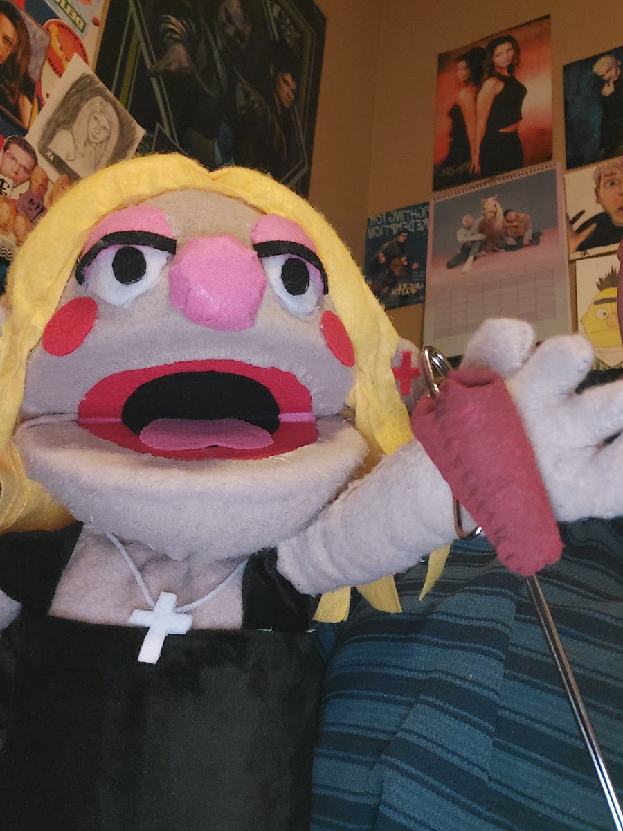 amazingbuffy's tweet photo. @wembleyzzz AWWWW I LOVE HER SHES SO CUTEEE I've made three hand puppets so far catniss, Troy, and BUFFY!!!! https://t.co/y8lBjrFZry