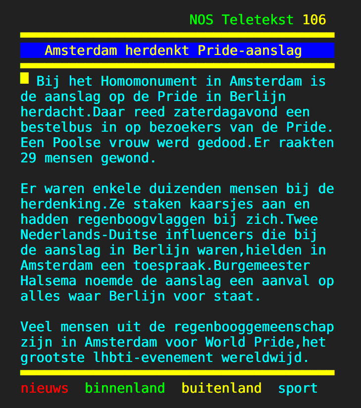eenblikopdenos's tweet photo. Volgens #Teletekst reed zaterdag een bestelbus in op bezoekers van een Gay Pride-evenement in #Berlijn. Een zelfrijdende bestelbus? Of zat een streng-gelovige moslim achter het stuur? [die zich in een video tot de terreurorganisatie Islamitische Staat bekende] 1/2 #WorldPride https://t.co/IKaKdp3DL8