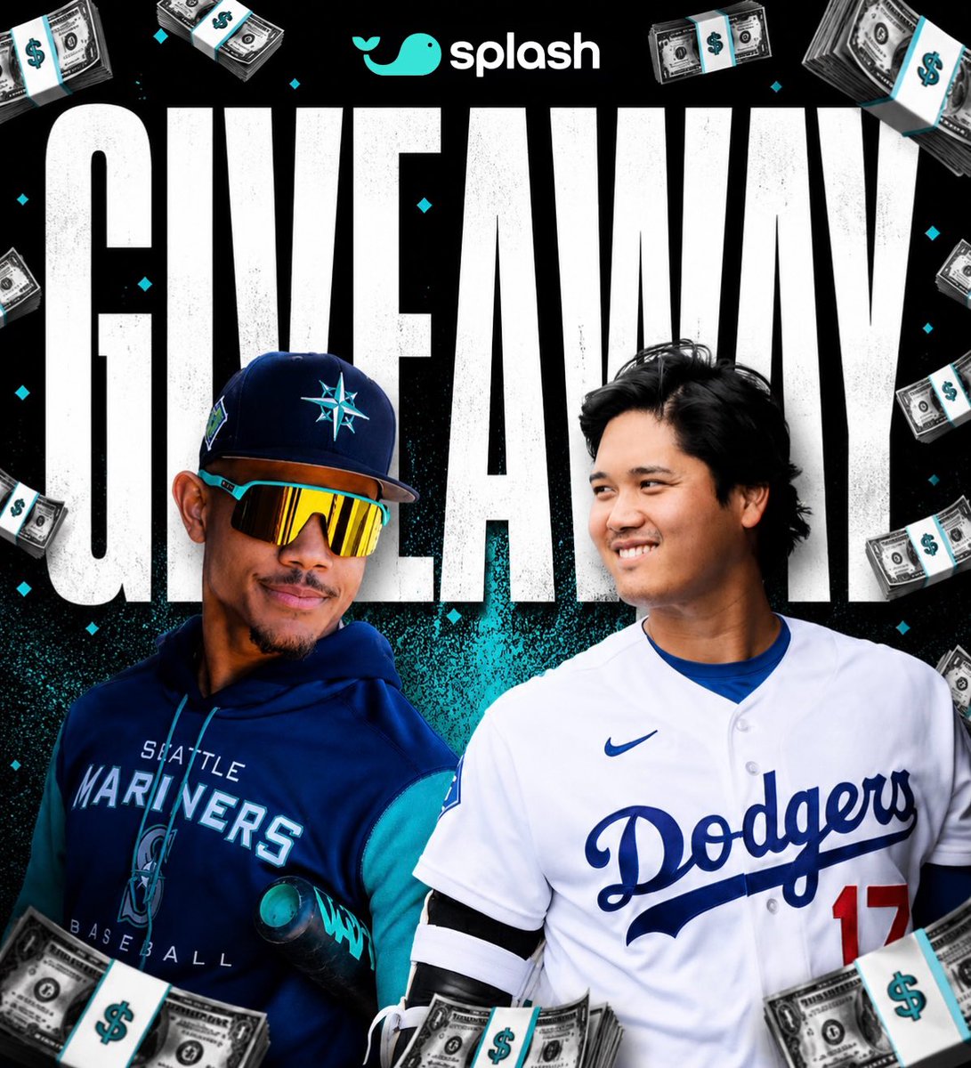 splashsports's tweet photo. 💵 $250 QuickPicks Voucher Giveaway! ⚾️

If Julio Rodriguez and Ohtani both get a hit tonight, we'll split $250 in QuickPicks Vouchers between 5 people who correctly predict the winner and score of tonight's Dodgers-Mariners game 🤝

To enter ⬇️

1. Like & repost this post 🩵
2. Comment your score prediction for the game 💬