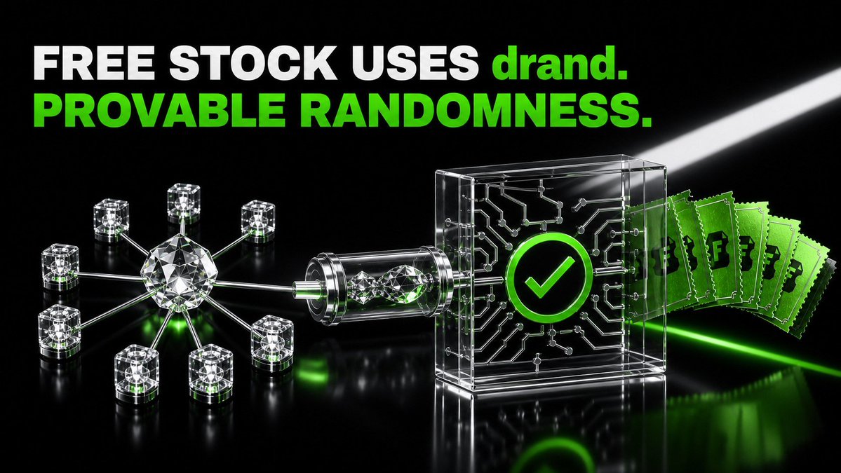 FreestockFun's tweet photo. Free Stock uses Drand for provable randomness.

Each draw commits before its future beacon exists. When the beacon arrives, its cryptographic proof is verified on-chain and the randomness selects the winning slots.

Anyone can inspect the beacon and reproduce the draw. https://t.co/V0Ythr8DQq