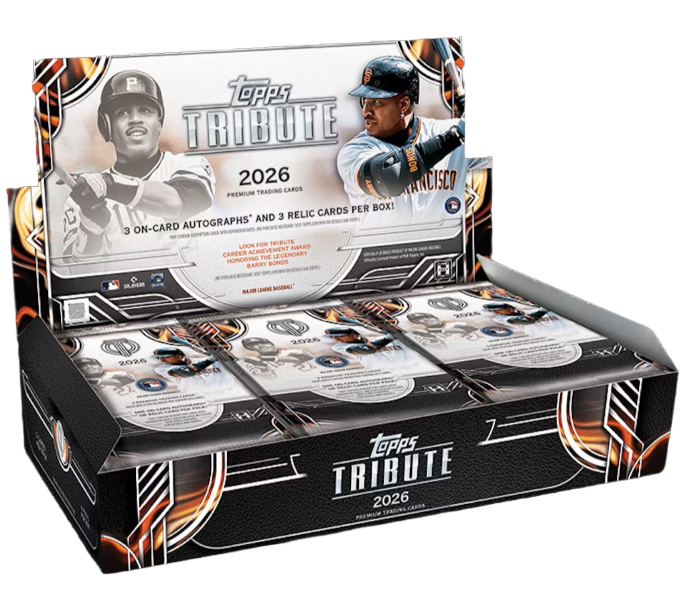 GrandSalamiSC's tweet photo. 🚨NEW BREAK! 
📦1 sealed 4-box case of 2026 Topps Tribute (expecting 12 autos) 
👇PTY (30 spots) 
All cards ship. Claims are now open. One spot per reply please. This one is guaranteed to break tomorrow on release day. https://t.co/osTflNjSsy