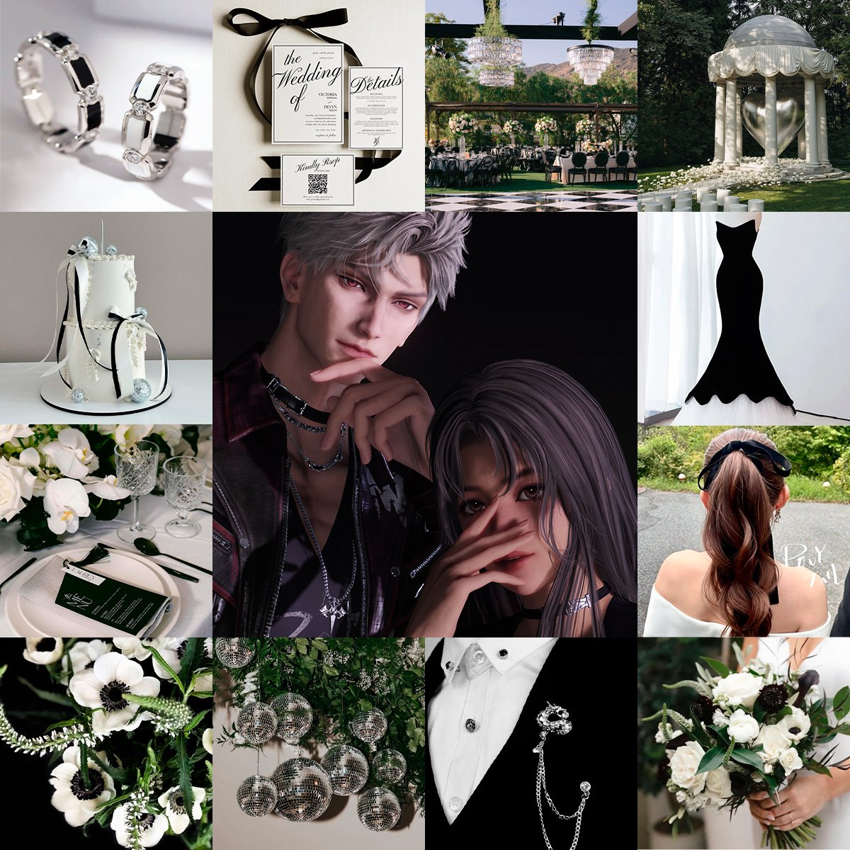 changki_db's tweet photo. and for the businessmen:

sylus: classic, black&amp;white. a garden wedding at one of sy's estates with a checkered dance floor, disco balls, and karaoke 🪩🖤🎤🕺🏽

valko: english garden &amp; fairytale princess core. timeless, elegant, romantic, with a soft pastel palette 🧚🏽‍♀️🪻🤍✨ https://t.co/lDgjwMmSbj