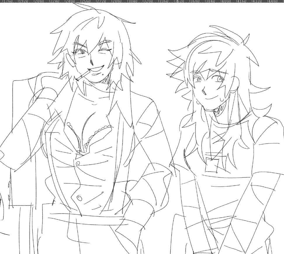 ibleopera's tweet photo. fem motomi and keisuke wip! feels great to draw togainu after… 2 years … https://t.co/JOu3I6rjHp