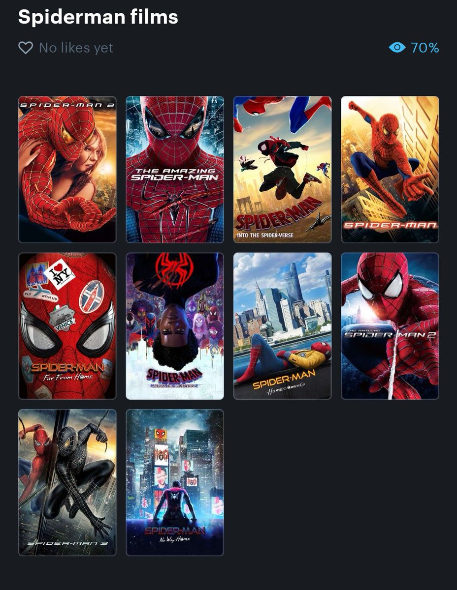 DivaNation99's tweet photo. My Spiderman film rankings before brand new day 🕸️🕸️ https://t.co/rlOHKpc6N3