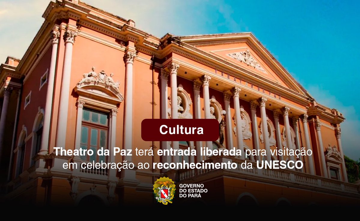 govpara's tweet photo. O Theatro da Paz, reconhecido como Patrimônio Cultural Mundial pela UNESCO, terá entrada liberada para visitação excepcionalmente nesta semana. https://t.co/AYhGJk5sNz