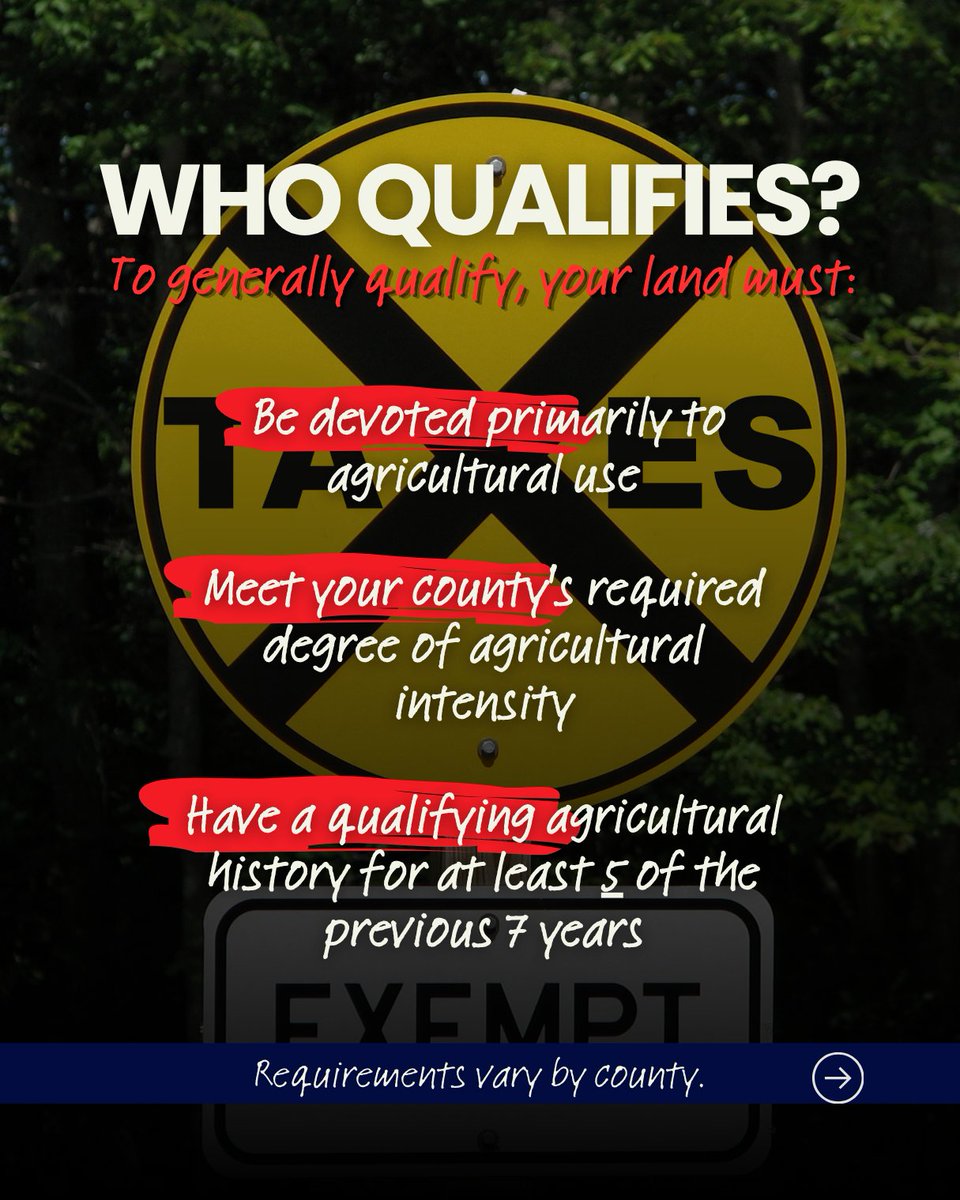 chad_LANDrus's tweet photo. 𝐓𝐡𝐢𝐧𝐤 𝐚𝐧 𝐚𝐠𝐫𝐢𝐜𝐮𝐥𝐭𝐮𝐫𝐚𝐥 𝐞𝐱𝐞𝐦𝐩𝐭𝐢𝐨𝐧 𝐦𝐞𝐚𝐧𝐬 𝐲𝐨𝐮𝐫 𝐥𝐚𝐧𝐝 𝐢𝐬 𝐭𝐚𝐱-𝐟𝐫𝐞𝐞? 𝐓𝐡𝐢𝐧𝐤 𝐚𝐠𝐚𝐢𝐧. 🌾

At Andrus Land Group, we're here to help you navigate every step with confidence.

🌐 https://t.co/t4UvdZb11b https://t.co/Ux4TOIBcps