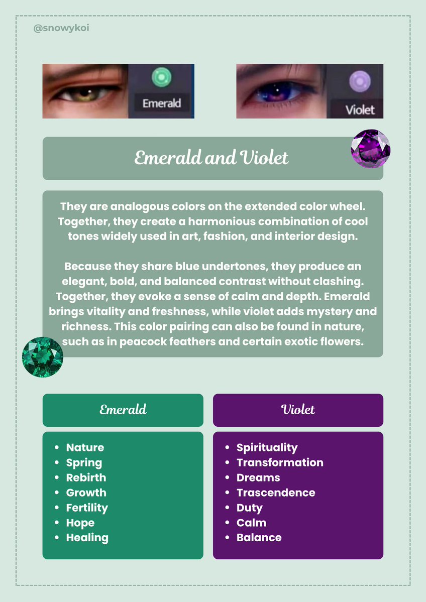 snowykoi's tweet photo. “The Protocores don’t mean anything!” Well... actually, I think they do! And they mean a lot. ☝🏻🤓

In this little analysis, I wanted to explore how the Protocores, together with each character's eye color, seem to follow a narrative structure. To me, they work as visual and narrative leitmotifs that help shape each character's symbolism, psychology, and even the designs of their myths.

One of the things that fascinated me the most was seeing how each pair of characters seems to complement one another through their respective elements. Their similarities don't just stop at their personalities or narratives, they may also extend to the visual language connecting their eye colors and Protocores. It makes me wonder if the devs intentionally designed them this way.

Of course, I want to make it clear that the connections between the Protocores, colors, and lore are one thing... but everything related to future myths is purely speculation. Some of my conclusions might be a stretch so it's important to remind everyone that this is just a theory, and only time will tell if any of it turns out to be true.
Maybe the Protocores don't necessarily hint at future myths through their colors, but their designs still seem to reflect each character's symbolism, powers, and narrative themes.

I also know that color symbolism can vary depending on culture. This analysis is mainly based on the meanings that are most familiar where I live, as well as the information I found. If you have a different interpretation, I'd love to hear it! 😺

I also apologize in advance if I got any details wrong. I'm not an expert on every LI's lore (yet), but I really enjoy learning about all of them. So if you know something that could support, improve, or even correct certain aspects of this theory, please feel free to share!

I also want to clarify that these comparisons aren't meant to rank characters or put one above another. I know some people may find it weird (or even upsetting) to see their main compared to someone they don't like. My only goal is to explore how these characters, as foils or narrative counterparts, may share similar themes, structures, or symbolism.

Rafayel and Valko are probably the most speculative section simply because we still know so little about Valko. This doesn't mean Rafayel "needs" Valko or that his lore is somehow incomplete. Rafayel already has an incredibly rich story that stands perfectly well on its own. My point is simply that, if Valko was intended to be his narrative counterpart, there may still be missing elements we haven't had the chance to see yet.

Thank you so much for taking the time to read through all of this! 💛 As with any theory, you're completely free to disagree. The only thing I ask is that we keep the discussion respectful. Whether you agree or not, I'd love to hear your thoughts, as long as we treat each other kindly.

Last but definitely not least... a HUGE thank you to my baby, Palito. 🥺🤍
I usually don't pay much attention to document design, so she helped me make everything look much cleaner and easier to read. She also had to witness the absolute disaster that was my first draft... KADJWKD.

Everyone say: "Thank you, Palito!" 😭💖

I actually had this epiphany while reading through a collection of posts that debunk many of the assumptions people have made ever since Valko was announced. If you're interested, I highly recommend checking them out!

🌼 https://t.co/zHeywAwWPg

And lastly, another huge thank you to everyone who has been gathering information for the community! 😸 This analysis wouldn't have been possible without all of you.

Special thanks to Unitaya on Reddit for creating the myth images with their corresponding Stellactrums. I only filled in the missing gaps, so please be sure to check out their original work as well!

🌼https://t.co/cuy6pEQOd4

🌼https://t.co/6VUNeouHIT

#ValkoIsLoved
#ValkoIsValuable
#BringBackValko

💛 Let's start with eye color and Stellactrum