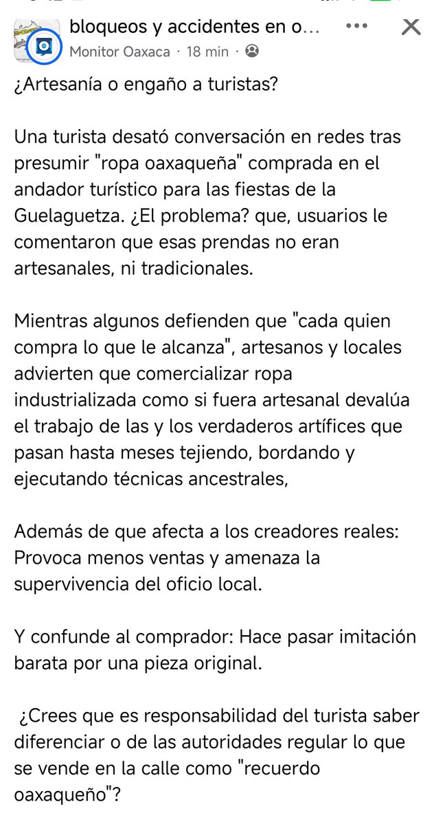 chumbert1's tweet photo. Se habla de 1,138 millones de pesos la derrama económica por las Festividades del Lunes del Cerro en #Oaxaca según cifras de Gobierno del Estado. Les pregunto a quienes tienen comercio establecido, ¿tuvieron las mismas ventas que años pasados? ¿aumentó?; recordemos que #Oaxaca ocupa el 1er lugar Nacional en informalidad laboral, y quizá al comercio en vía pública les haya ido bien, pero quienes pagan impuestos, rentas, proveedores, trabajadores, etc. dudo que les haya ido tan bien; ahora, ¿creen que los negocios formales van aguantar indefinidamente la competencia de la informalidad? Sin negocios formales no hay recaudación, así que el Gobierno debe garantizar equilibrios porque sino, van a matar a la gallina de los huevos de oro.
 Ahora en este caso en particular (de la foto) el turismo corre riesgo de ser estafado, por eso siempre fíjense en dónde compran, porque no les vaya a pasar que les den gato por liebre. (Por eso abordé el tema de la informalidad, porque ahí no hay garantías, salvó contadas excepciones)
📸 Monitor Oaxa a