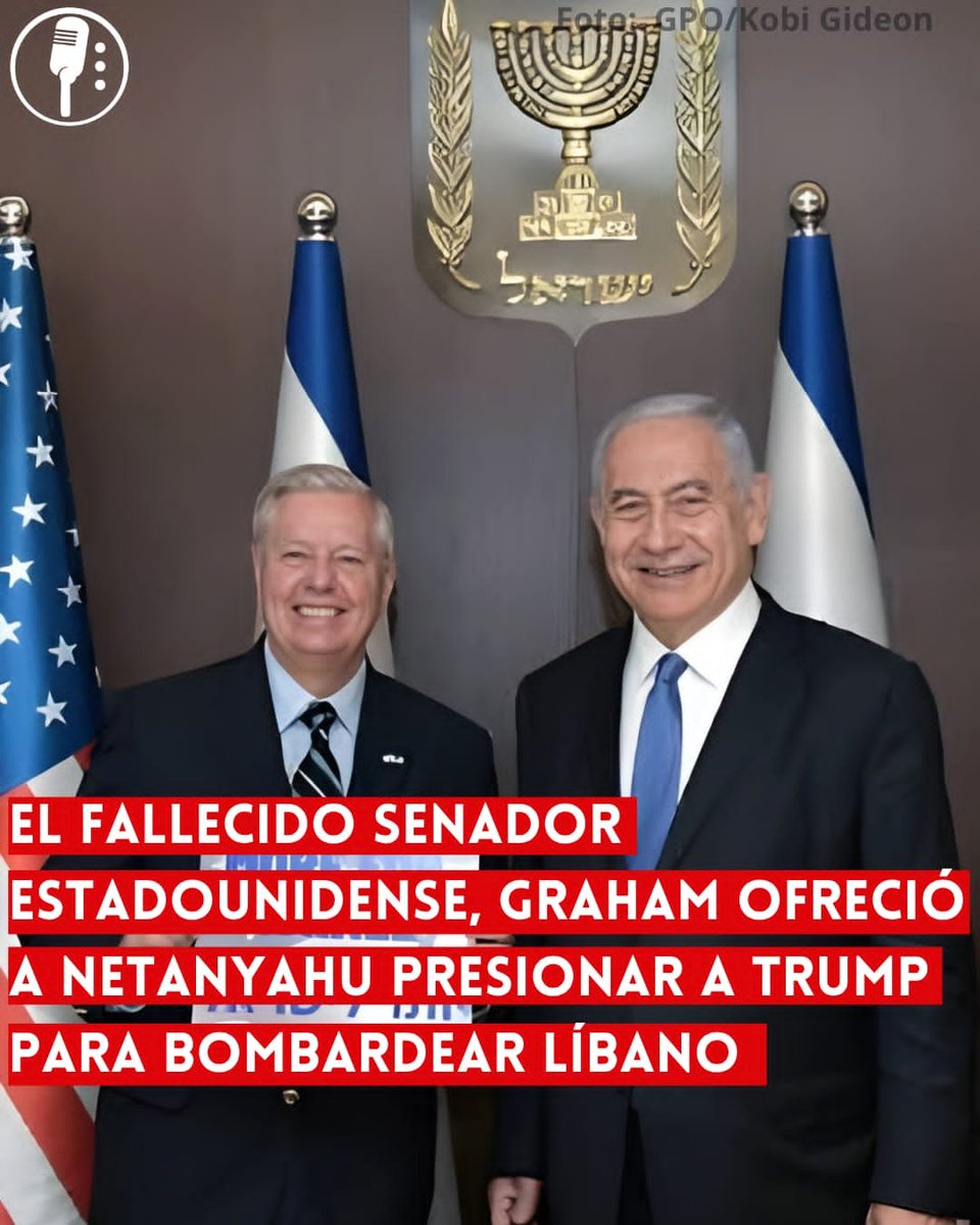 ReporterosMX_'s tweet photo. ⭕ OJO | EL FALLECIDO SENADOR ESTADOUNIDENSE, GRAHAM OFRECIÓ A NETANYAHU PRESIONAR A TRUMP PARA BOMBARDEAR LÍBANO 

Grabación inédita revela que Lindsey Graham (@LindseyGrahamSC) ofreció a Netanyahu (@netanyahu) convencer a Trump (@POTUS) de bombardear Líbano junto a Israel. Netanyahu le pidió priorizar la ofensiva contra Irán. Las imágenes salieron un día antes del funeral del senador. https://t.co/dcEyg8uCBW