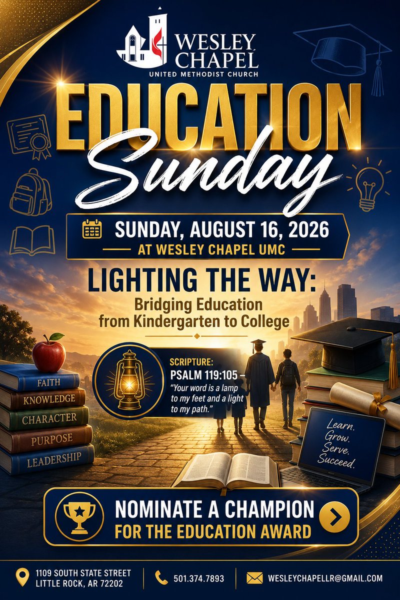 WesleyChapelLR's tweet photo. On Aug 16, 2026, Wesley Chapel UMC is honoring 14 education champions for #EducationSunday.

Nominate YOUR hero: https://t.co/CVtGTwV2wk

Let’s make sure every unsung educator feels seen and celebrated.

#ChampionEducators #EducationHeroes #WesleyChapelLR #CommunityStrong https://t.co/BVGVScaSLp