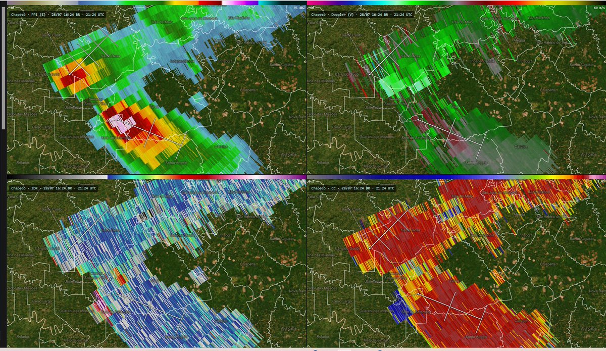 GoedeTDS's tweet photo. A significantly to potentially violent tornado followed by very large hail just impacted areas of Girua, Rio Grande do Sul. This midia is not mine. Live radar at https://t.co/MatsipTqCd https://t.co/tIStuxALmj