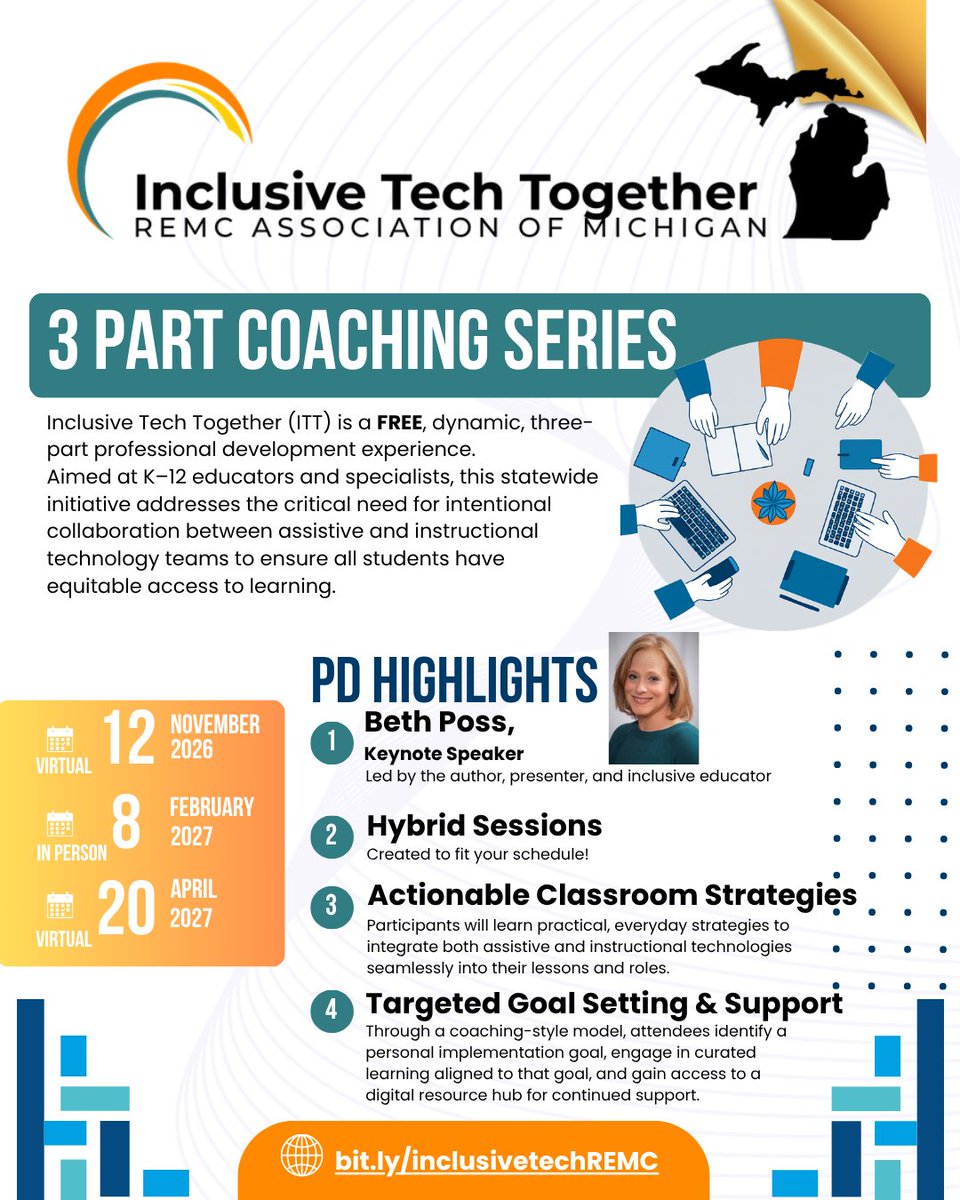 remc10's tweet photo. We have more details to share!! Inclusive Tech Together (ITT) is a dynamic, three-part professional development experience starting in the Fall. 

Join us in building a more inclusive educational ecosystem - together. Registration is open now! https://t.co/C7NGveztMX https://t.co/5fDJiD4SJx