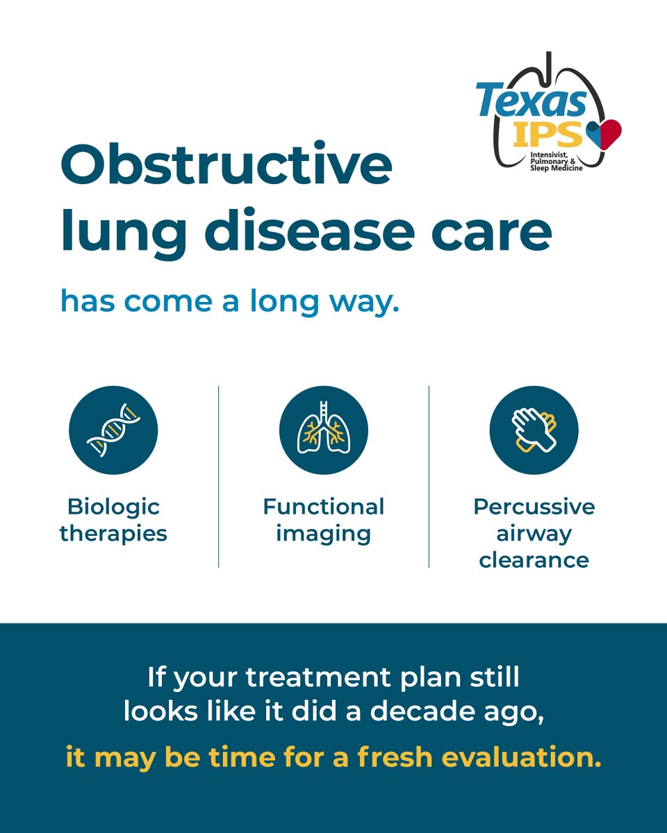 Texas_IPS's tweet photo. From biologics for COPD and asthma to advanced bronchiectasis therapies, Texas IPS brings modern options to obstructive lung disease, all in one location. https://t.co/ZhPult94T9 https://t.co/A3tqMOKGlv
