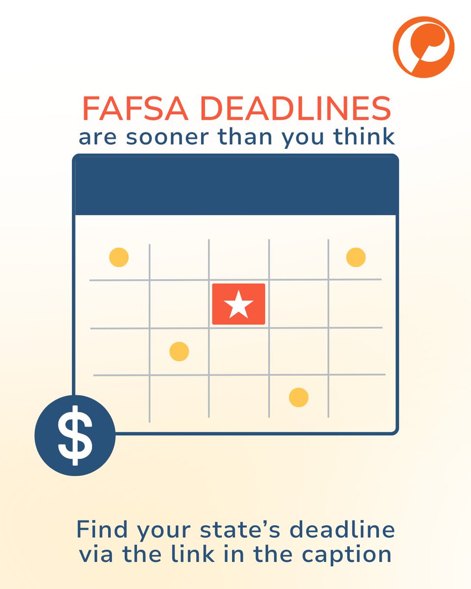 Petersons's tweet photo. The federal FAFSA deadline is June 2027, but your state's deadline is probably way sooner, some as early as Jan. 15. We mapped every state's 2026-27 deadline so you don't miss out on aid. 

Find the full blog: https://t.co/K8WYfcV2Zh

#FAFSA #FinancialAid https://t.co/oMGOBio0RY
