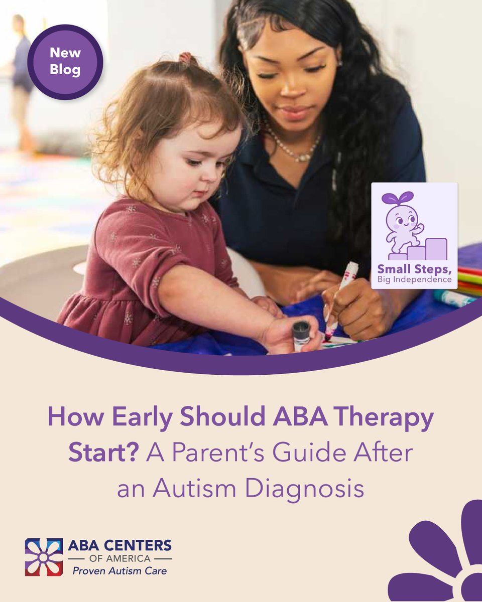AbaCenters's tweet photo. Early ABA therapy can help toddlers with autism build daily living skills during key developmental years. Our latest blog explains when to begin ABA therapy, why early intervention matters, and how ABA Centers of America helps families move forward. 

Looking for more insights on this topic? Read our article, "How Early Should ABA Therapy Start? A Parent’s Guide After an Autism Diagnosis" here: https://t.co/EF3RFAlYLA.

#ABACentersOfAmerica #BlogPost #AutismResources