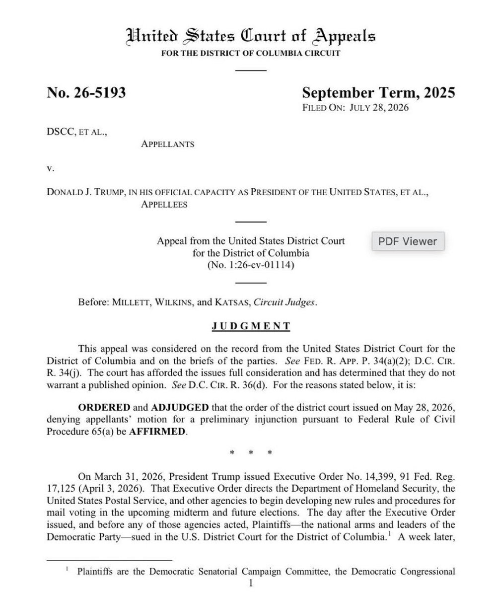 ConstitustionX's tweet photo. 🚨 BREAKING: MASSIVE VICTORY JUST DROPPED! 🚨
The U.S. Court of Appeals for the D.C. Circuit has OFFICIALLY upheld the lower court ruling — President Trump’s order STANDS!
USPS can NOW send mail-in ballots ONLY to voters on verified citizenship lists!
NO MORE free-for-all ballots.
NO MORE unchecked distribution.
ONLY real American citizens.
This is a COLOSSAL WIN for election integrity — the biggest step yet to secure our elections and protect the sacred right to vote!
The radical left tried to stop it…
They FAILED.
The courts just sided with WE THE PEOPLE. 🔥🔥🔥
Retweet this like your vote depends on it.
Share it everywhere.
The swamp is losing. America is winning. 🇺🇸🦅