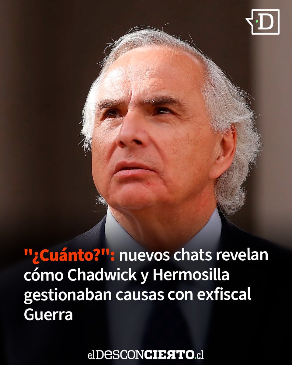 eldesconcierto's tweet photo. 📲 Nuevos chats incorporados a la investigación contra Manuel Guerra revelan conversaciones entre Luis Hermosilla y Andrés Chadwick sobre gestiones en causas de alto impacto. "¿Cuánto?" fue uno de los mensajes.

Más detalles 👇
https://t.co/tr0ezZpPqg https://t.co/VqgsgnAJ2B