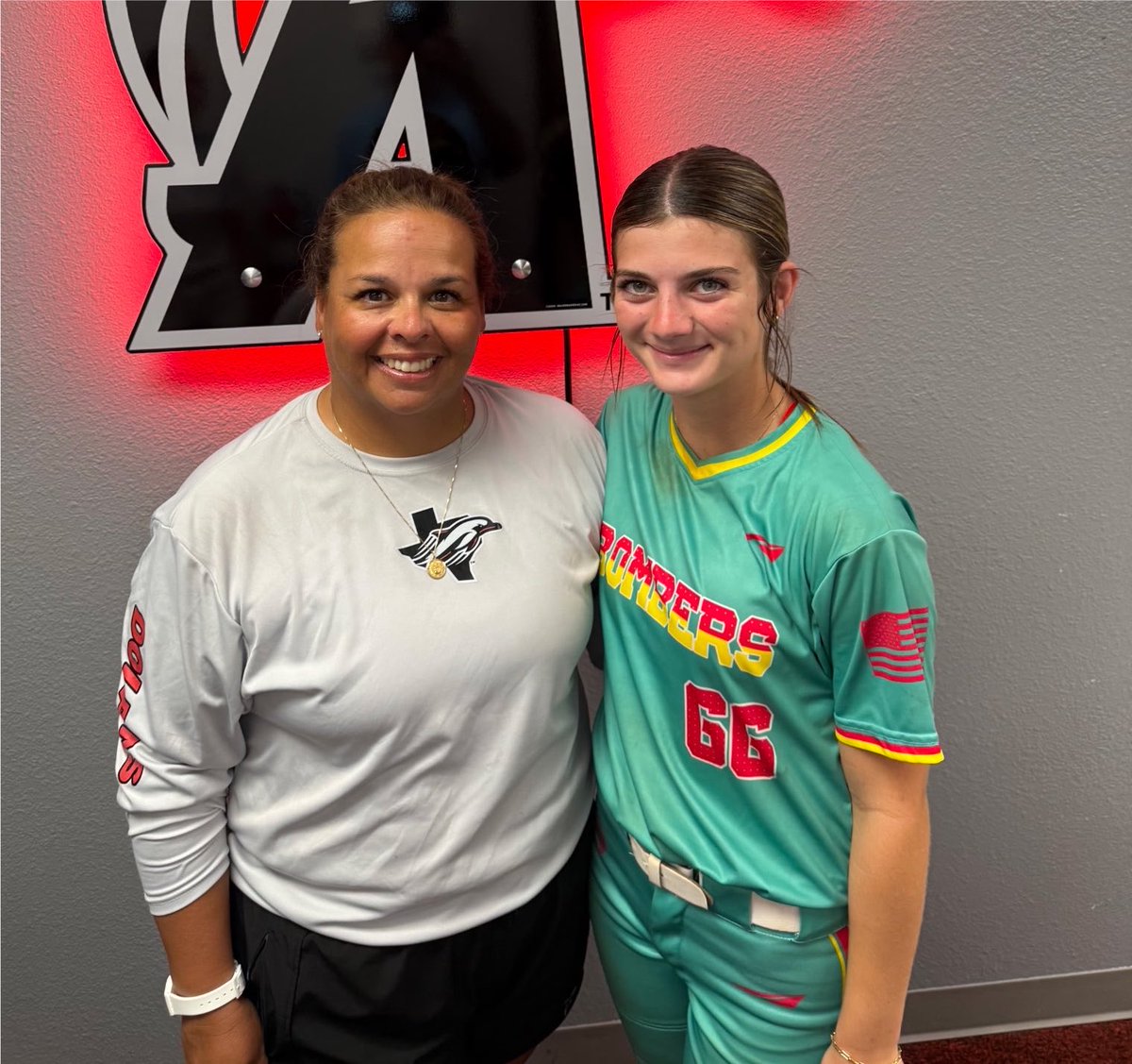 txbomberslopez's tweet photo. Our 2027s are putting in the work! 

#66 Ella Balensiefen and #13 Kylah Martinez attended camp and toured Alvin College.

Thank you to the Alvin College coaches for welcoming our players and giving them the opportunity to experience what Alvin College softball has to offer. https://t.co/KiliOTVQe2
