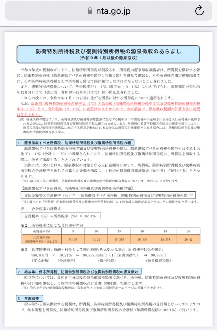 n0_hala's tweet photo. まだ知らない方向け
防衛特別所得税とかいう、復興に使うお金を防衛費に回しちゃおう！という狂った税金政策が来年から始まります。
https://t.co/uTR9rGaGta
ちなみに個人だけでなく、企業も防衛費払わされるよ〜。防衛特別法人税、来年4月以降開始の事業年度から徴収。
https://t.co/QhpyoYT8vM https://t.co/BrjGcxPWDD