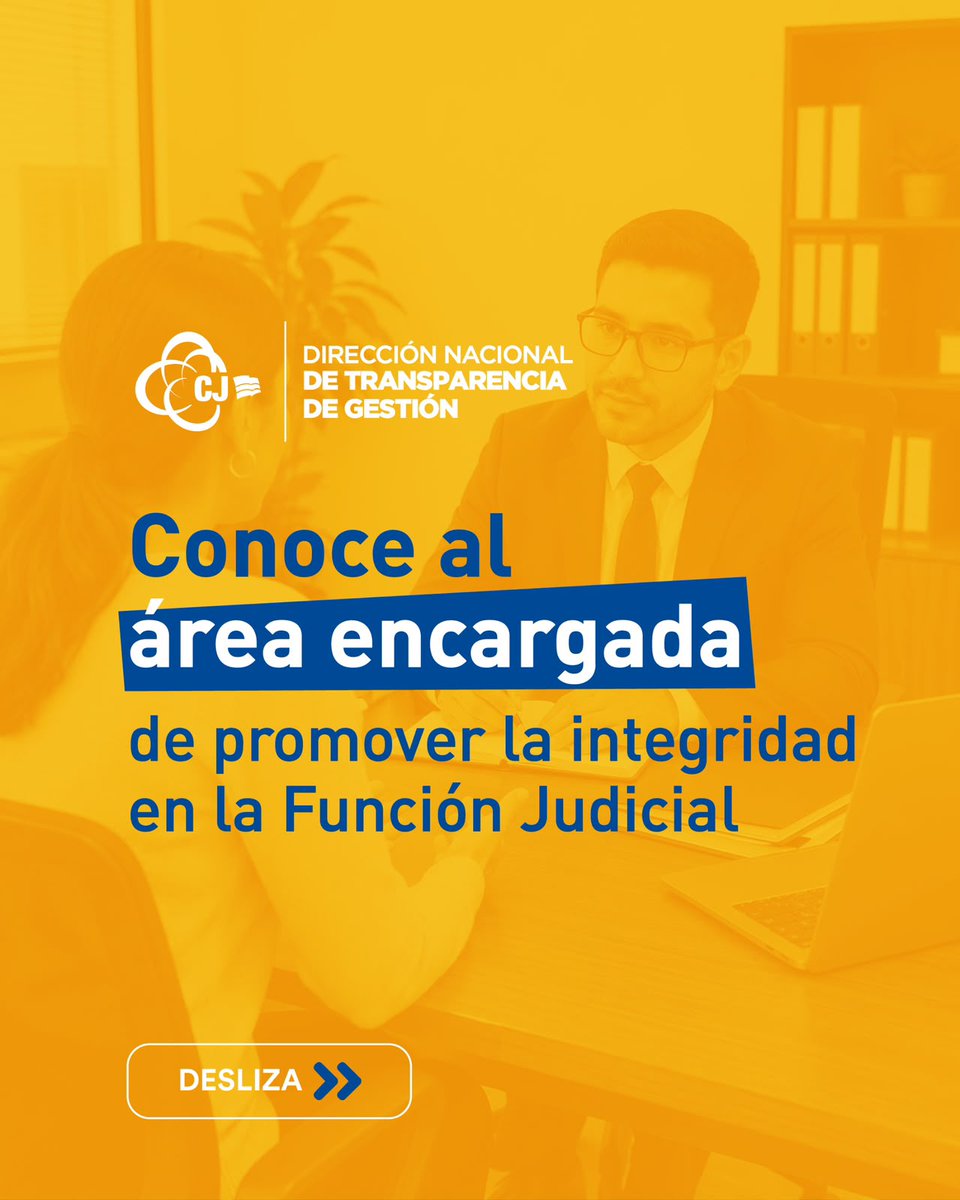 CJTransparencia's tweet photo. La Dirección Nacional de Transparencia de Gestión del @CJudicaturaEc activa sus canales oficiales para acercarse a la ciudadanía.

Conoce más sobre el área encargada de prevenir e investigar posibles actos de corrupción en la #FunciónJudicial⤵️

#JusticiaConIndependenciaCJ ⚖️ https://t.co/AAwTZwiF1g