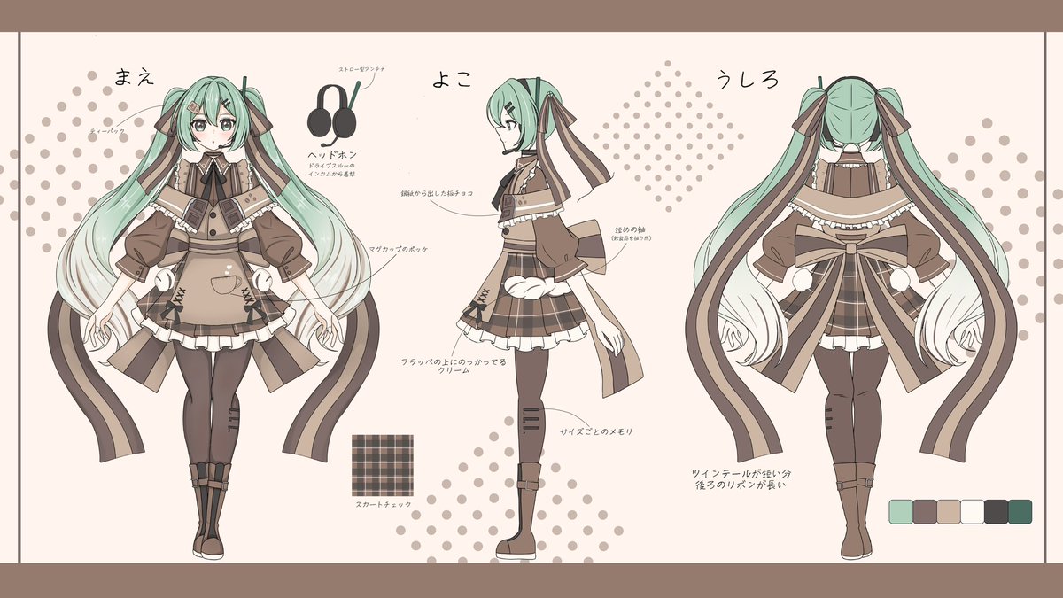 Yuya_Aragi39's tweet photo. カフェテリアちゃんの三面図実は作ってました https://t.co/F6dnqtyD8O