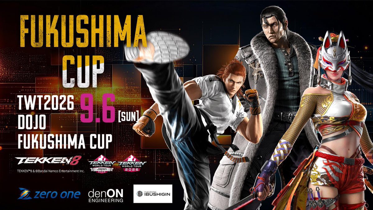 masakarijin's tweet photo. ／
GET READY FOR THE NEXT BATTLE！
鉄拳8 公式世界大会 日本リージョン 東北 福島
賞金総額50万円！

9/6（日）12:00～
【FUKUSHIMACUP】
■エントリー 先着100名
締切 8/15(土) 23:55まで
現在  55 名
https://t.co/ilhMCrE3ol

■MC・実況
ゲンヤ
@genya1107

■解説
G
@G_tekkenaccount 
＼

『福島県 福島市』で今年も開催！！

【FUKUSHIMACUP】
福島市は、東北新幹線の駅もあります。
地元の福島、東北勢、関東＆全国から参加して盛り上がりましょー！

■会場
(福島市役所内)　福島市市民センター
福島県福島市五老内町3番1号
Googlemap
https://t.co/Dr9GytgfGB

・バス　福島駅 → 会場(福島市役所内)　
福島交通バス
信夫山循環4号線先回
福島駅東口（2番・3番のりば）　→　福島市役所入口　
230円（片道）
6駅　10分

・タクシー
約1200円（片道）程度

・電車　福島駅へ
東北新幹線
東京駅　→　福島駅　
8,910円（片道）
5駅　1時間35分

東北新幹線
上野駅　→　福島駅　
8,700円（片道）
4駅　1時間29分

※料金は、14日前早割等を利用しますと割引があります。
https://t.co/492vA9IMDt

・車　最寄高速道路インターから会場へ
東北自動車道
福島飯坂インターチェンジ　→　会場
15分

東北自動車道
福島西インターチェンジ　→　会場
20分

※今回は、諸事情で会場には行けませんが、PRで応援させていただきます。

#TWT2026　#鉄拳8