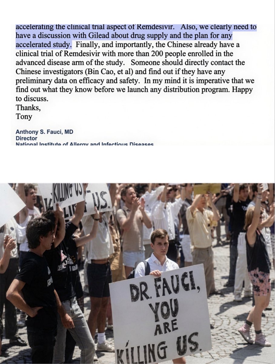 liz_churchill10's tweet photo. History repeats itself because human behaviour doesn’t change…

1980’s: Bactrim, a repurposed drug for AIDS patients was banned by Dr. Fauci because he wanted his designer drug, ‘AZT’ to get Emergency Use Authorization. Millions died.  

2021: Hydroxy and Ivermectin, a repurposed drug for ‘Covid’ was banned by Dr. Fauci because he wanted his designer drug, ‘Remdesivir’ to get Emergency Use Authorization. Millions died.

ARREST HIM NOW
