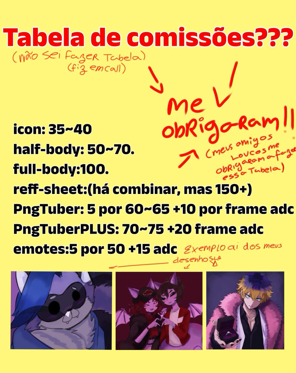 Acra_Bloom's tweet photo. Oi... Eu tô abrindo comissões e tals... ‼️?

(COM PREÇOS REAJUSTADOS)

A tabela segue com uma base de preço fixa mas pode haver alterações caso a OC seja bem complexa. Em casos assim, conversamos no PV...
 *Com certeza não me obrigaram a escrever isso*
#commissionㅤ #art https://t.co/JkoECymsbB
