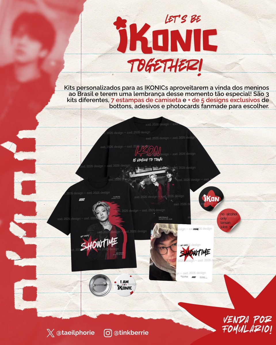taeilphorie's tweet photo. IKON’S COMING TO TOWN 🇧🇷 Quando anunciaram o show eu corri para fazer camiseta e bottons pro meu triozinho que vai me acompanhar, mas acbou ficando tão legal e eu vi tantas poucas opções de lookinhos que pensei em compartilhar oq fiz! E foi assim que nasceram esses kits!!! https://t.co/abGFQDvqEb