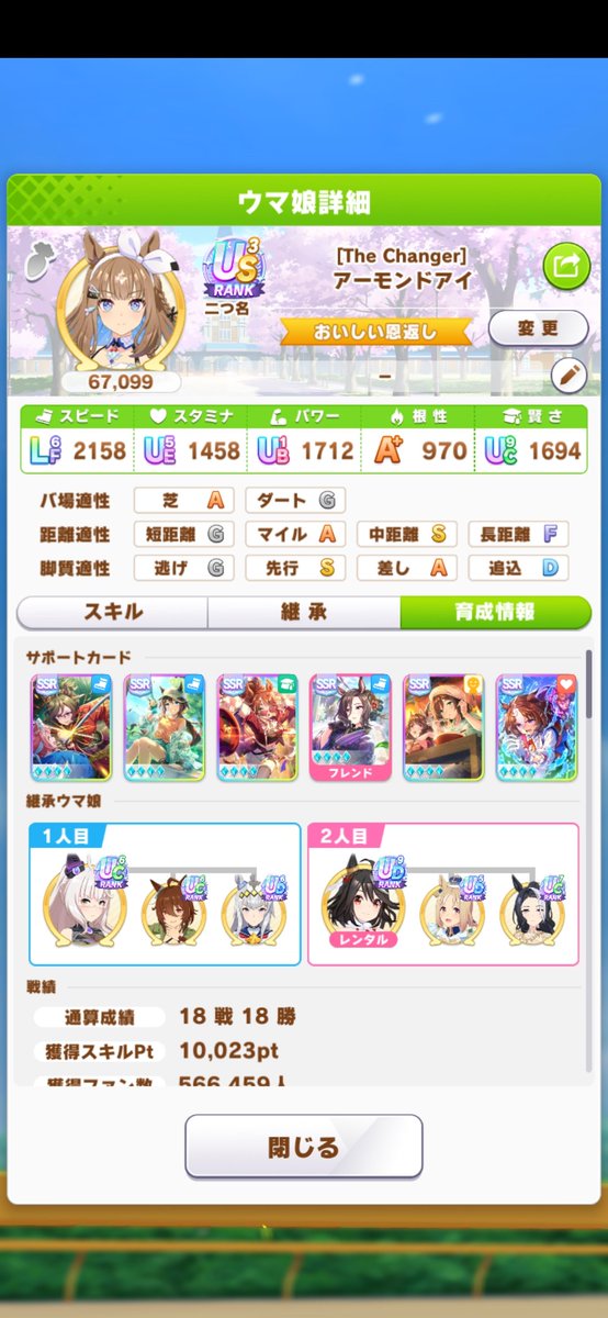 gemuo0539's tweet photo. SP10000達成‼️
これでも切れなきゃ
取り切れないってどういうこと...
#ウマ娘 https://t.co/kj15CSfoPB