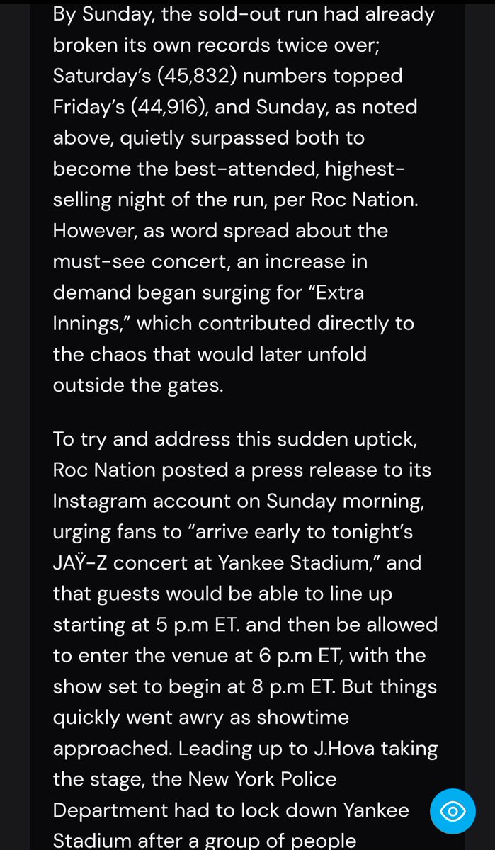 tanni_613's tweet photo. JAŸ-Z's Extra Innings show broke the attendance and sales record set by the first 2 shows, 20K were waiting outside, HE was the one to make sure the show didn't start until everyone was in the venue &amp; EVERYONE he called to perform showed up for him. Unbelievably Iconic!🐐💎🔥 https://t.co/i6c0Z8IfCU