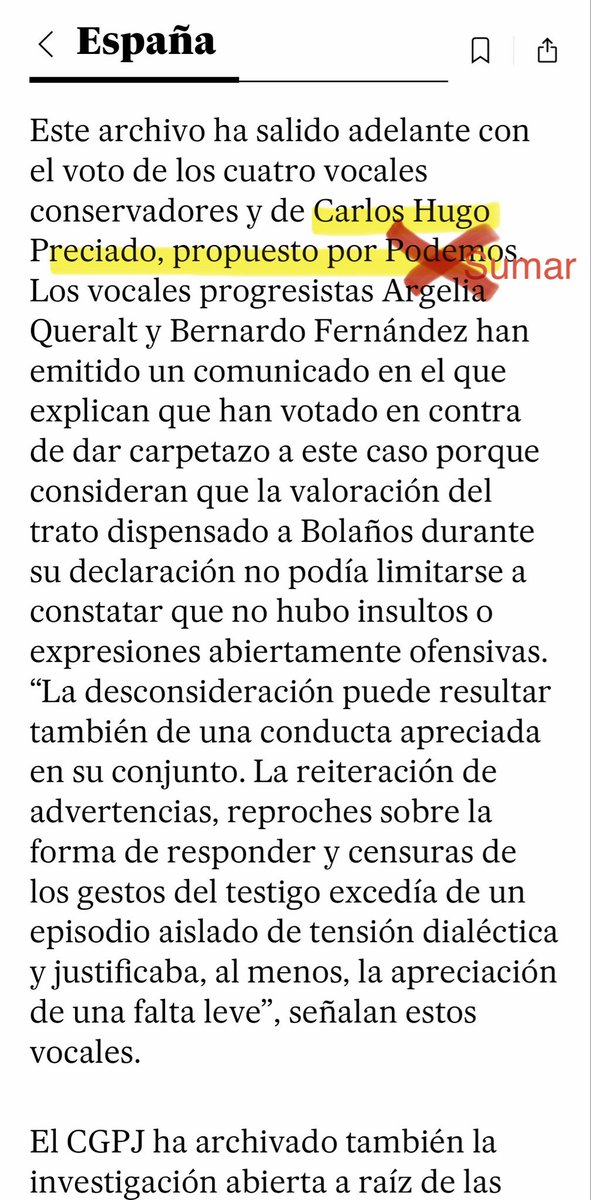 VickyRosell's tweet photo. .@reyesrin , en la noticia de @el_pais sobre el archivo de las denuncias contra #Peinado en @PoderJudicialEs , entre
otras la del ministro Bolaños, hay un error evidente. Solo hay vocales propuestos por PP, PSOE y Sumar, como sabe-casi-todo el mundo.
Seguro que se puede corregir. https://t.co/QIgs8L5Agg