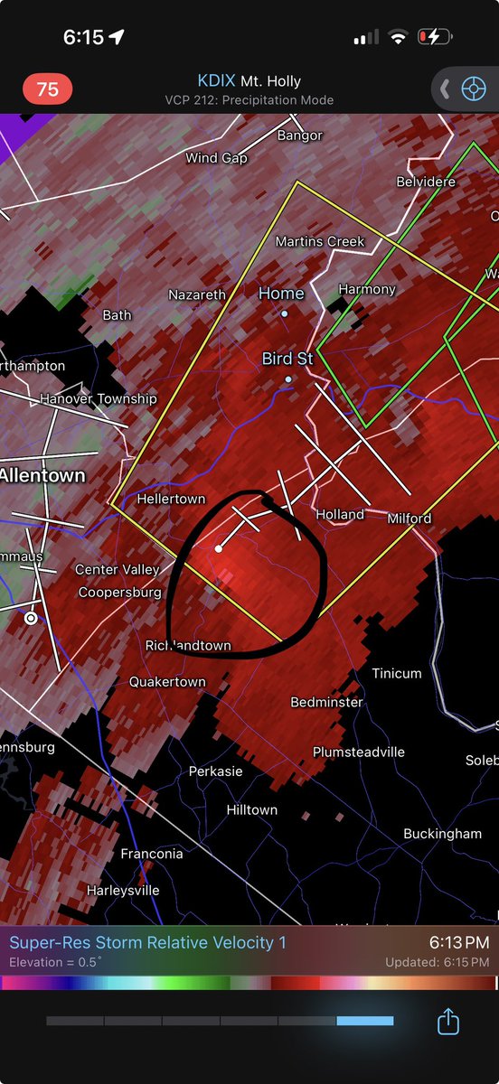 WxJack27's tweet photo. shocked this hasn’t been warned or tor pos. tag definitely has been spinning for a bit. look like anything much? 😬 #pawx @NWS_MountHolly https://t.co/39Q2GOtHK3