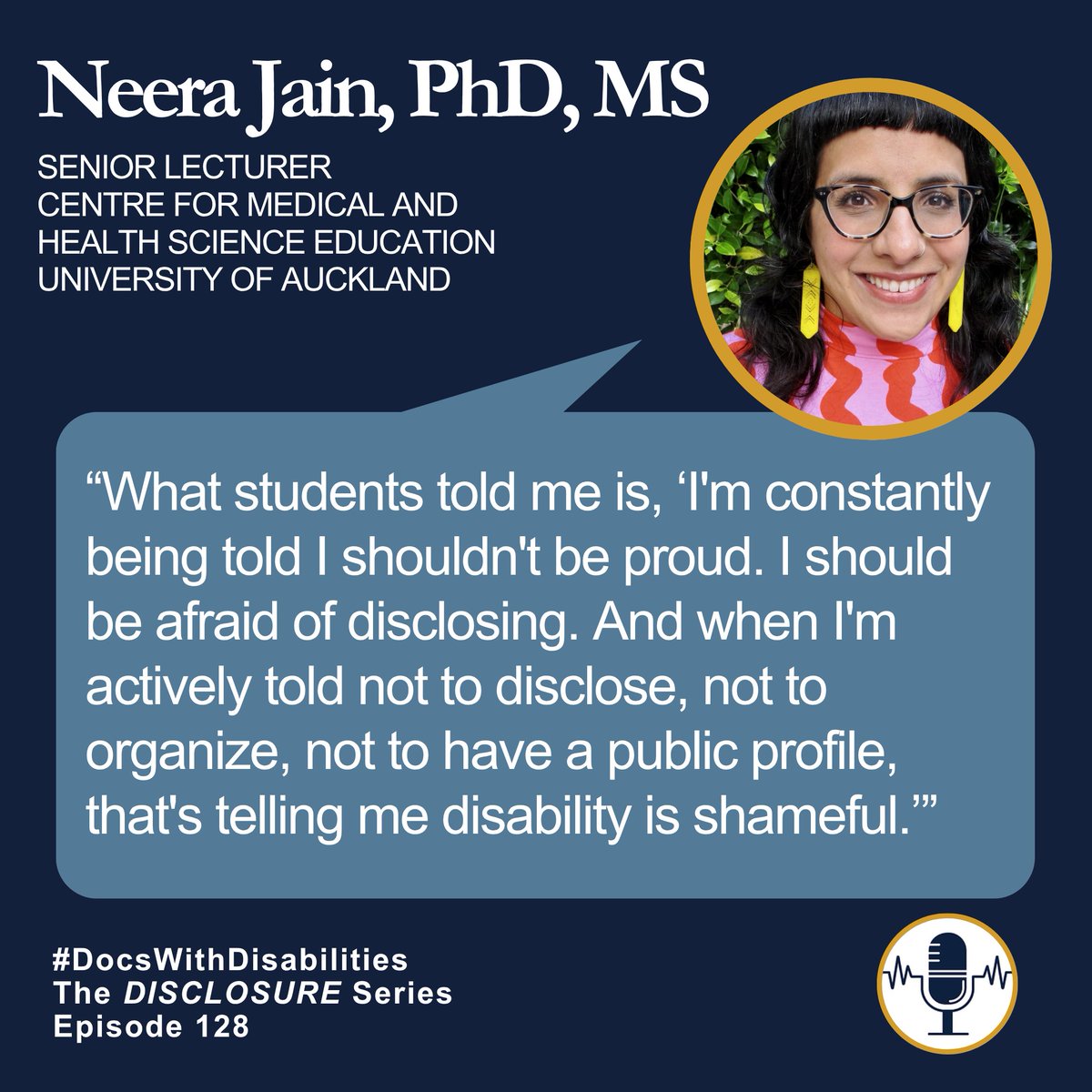DocsWith's tweet photo. "Don't be proud."
"Don't organize."
"Don't have a public profile."

Too many disabled learners in medicine still receive these messages. The message underneath? Your disability should stay hidden.

🎧 Listen &amp; share: https://t.co/8me3BsHAyL https://t.co/Rx5Kzv9VG4
