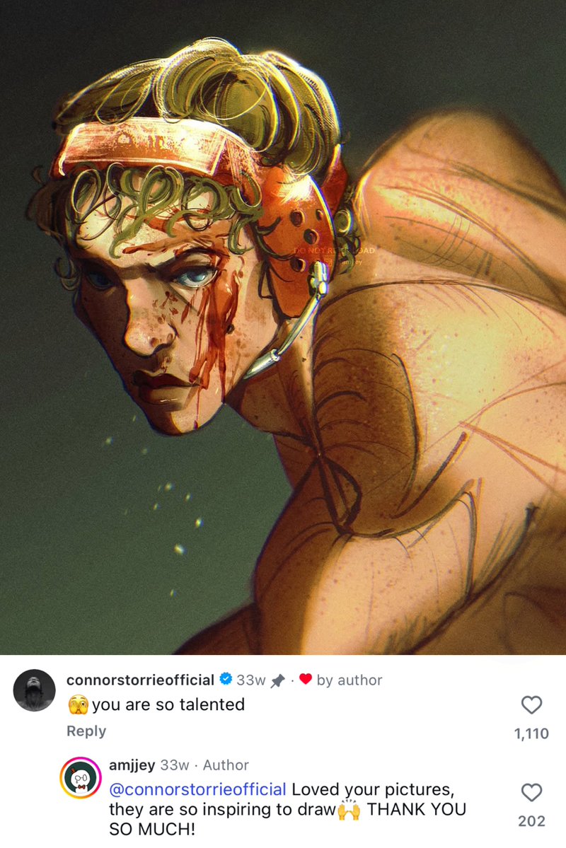 hudderall's tweet photo. connor commenting on fan art you’re greatly missed :( https://t.co/isphWuG5SO