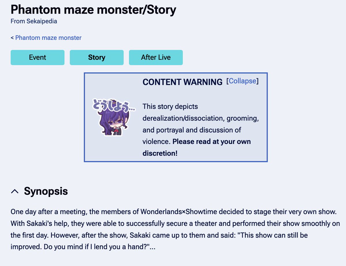 windmiIIisle's tweet photo. im imagining someone whos not really invested in wxs reading/seeing what happens in ddfl and pmm for the first time and laughing Bc imagine going onto sekaipedia and seeing this????>!!Gzxvhs4rs9d 😭 https://t.co/1fE7XdjJDH
