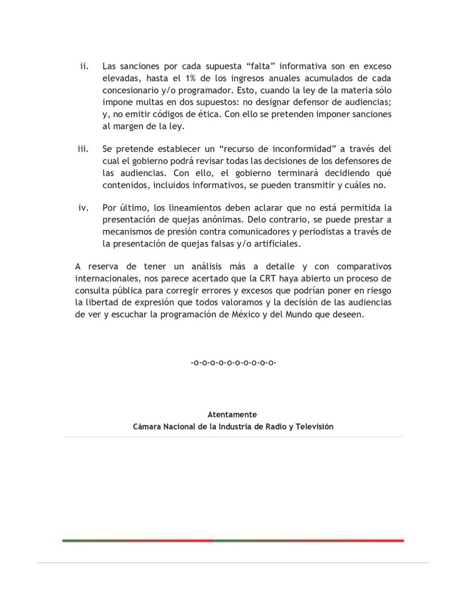 MLopezSanMartin's tweet photo. 🚨 La @cirtmx alerta riesgos por los nuevos lineamientos de la 4T sobre audiencias

Advierte que podrían abrir espacio a discrecionalidad y afectar la libertad de expresión

El gobierno quiere imponer sus reglas y controlar lo que ves y escuchas https://t.co/9Rf2hp4Xfv