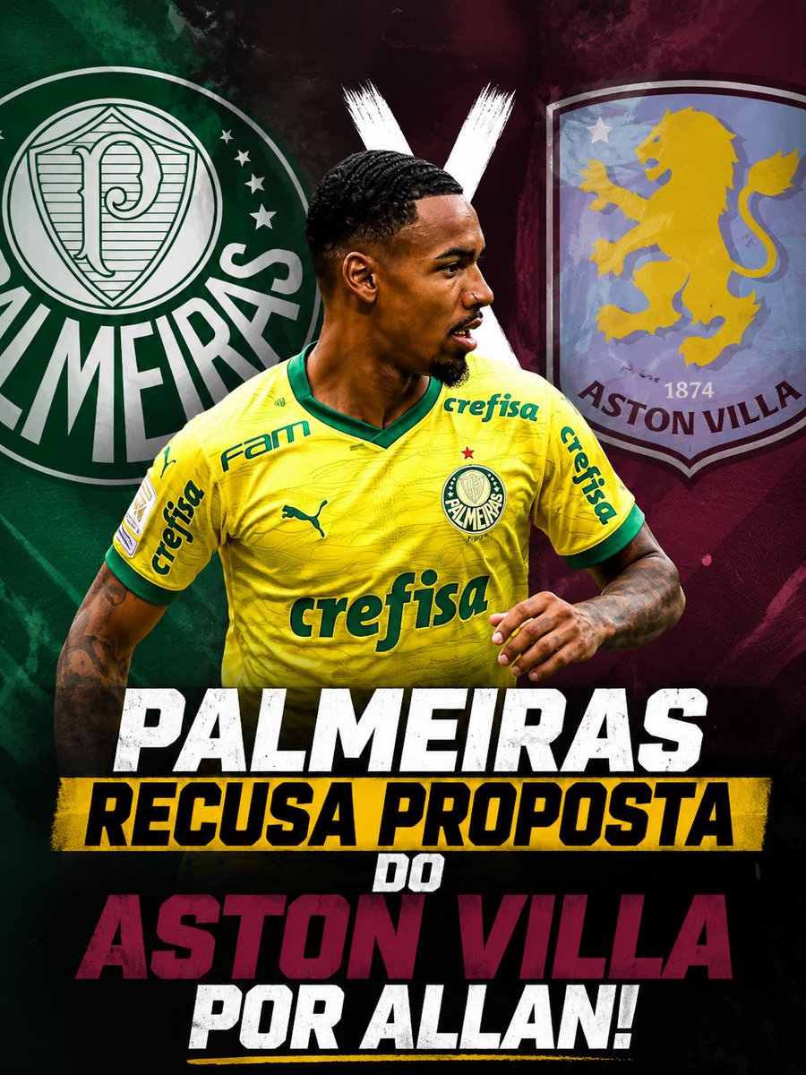 Transfdabola1's tweet photo. Palmeiras recusa proposta do Aston Villa por Allan. ❌🇳🇬

Os ingleses ofereceram €30 milhões (€25 mi fixos + €5 mi em bônus), mas o Verdão informou que o atacante não está à venda.

🗞️ @andrehernan https://t.co/CuJRFeMekF