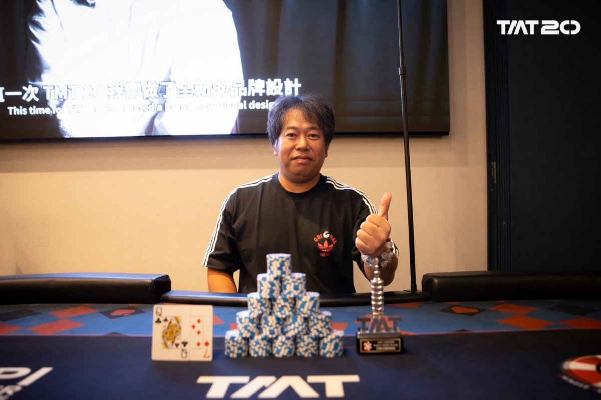 poker_ing's tweet photo. 【台北】台灣百萬大賽（TMT）20
D17　NT$2,500　Daily Megastack　7/29
優勝　Kazushi Takanoさん（NT$111,600）

10　Tomoya Wakabayashiさん
11　Tomohiro Tsujiさん
16　Akira Chinjuさん
26　Yuya Wakayamaさん

エントリー207 https://t.co/IHOfd1fCBq