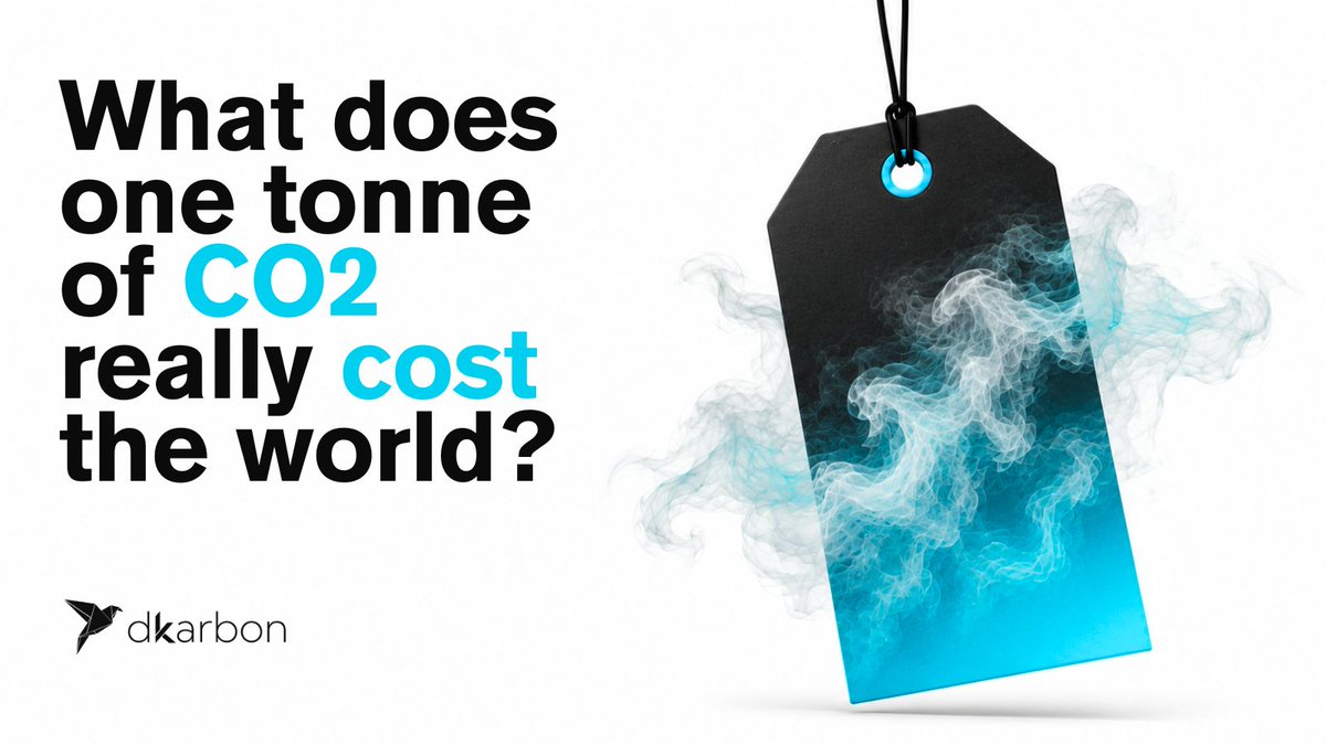 dkarbon_green's tweet photo. Every tonne of CO2 we emit causes real economic damage: crop losses, floods, heat, health costs. 

Economists try to put a single number on all of it, and that number is called the social cost of carbon. 

It is the price tag of the harm one tonne does over its lifetime, and it quietly shapes climate policy, regulation, and how governments decide what emitting really costs. 

#dkarbon