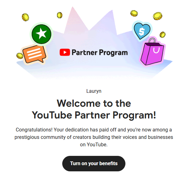 LaurynTreehouse's tweet photo. With the incredible support &amp; encouragement from my Treehouse Community, I am beyond grateful to announce that I have officially been accepted into the YouTube Partner Program!✨Next big goal is getting to 1000 Subscribers!✨ https://t.co/iMizKR50RP
