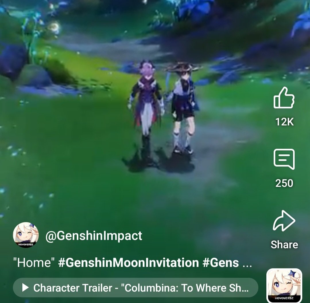 _starryskies500's tweet photo. sorry for blurry image but i still can't believe its official. an official shot about "home" and they show durin and scara walking together, side by side. they could've added durin w/ albedo and the mond group, but no — they're each other's home 🥺 https://t.co/h8KMhGMbY6